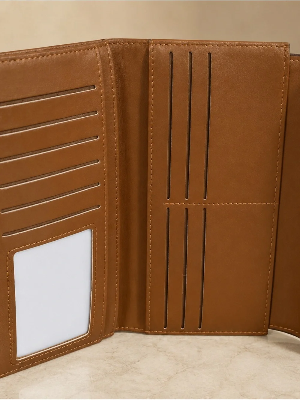 Brown Magnetic Bifold Wallet with Zipper